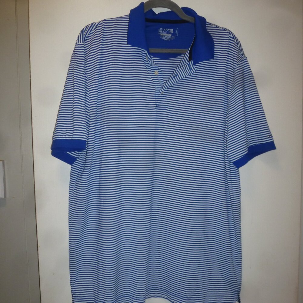 CHAPS GOLF STAY DRY STRIPED POLO TOP QUALITY MEN'S SIZE: Large